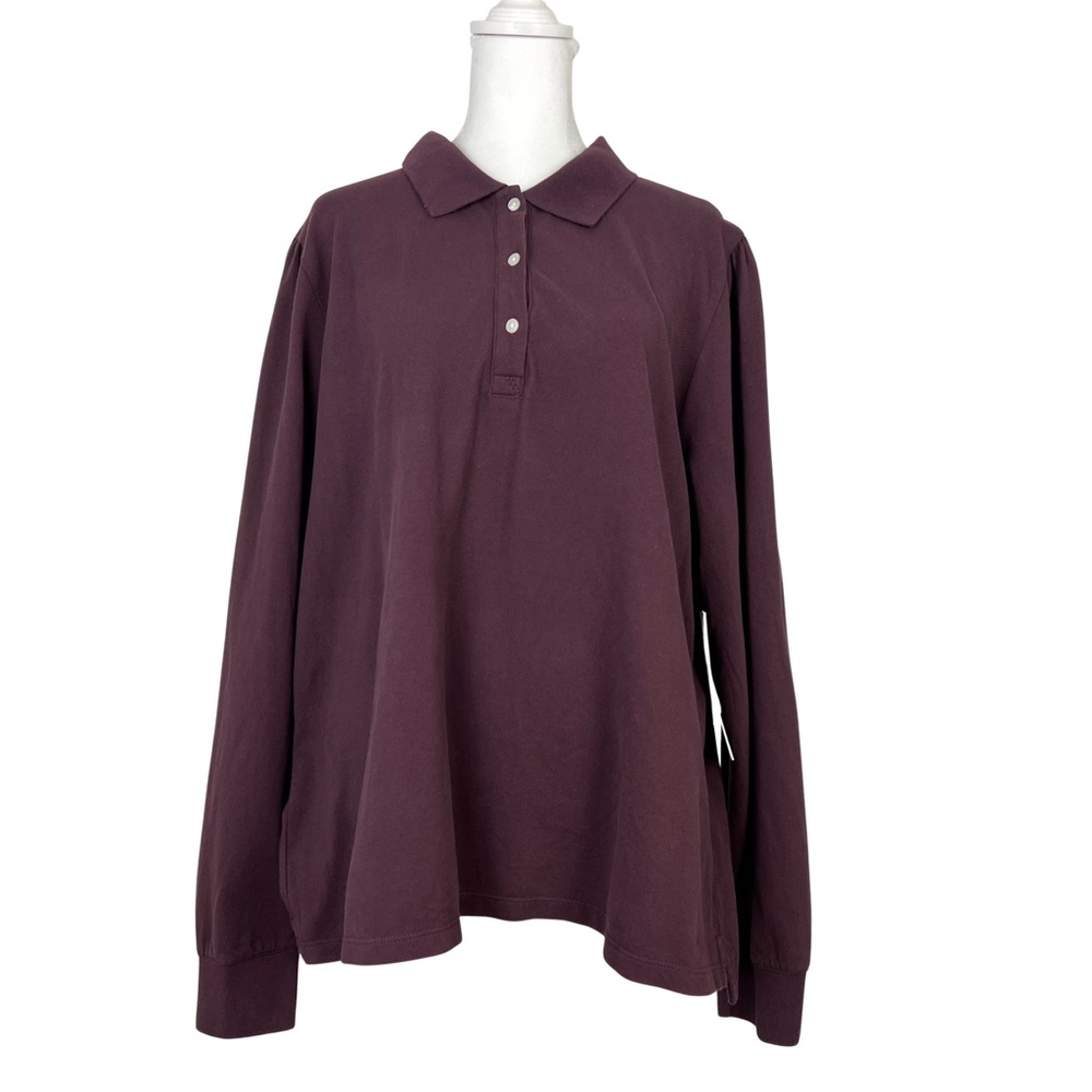 NWT Tuckernuck Winetasting Purple Long Sleeve Pique Puff Sleeve Peggy Polo 3X